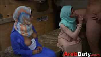 best sex porn Arab Girls In Hijabs Treated To Western Soldier Cock